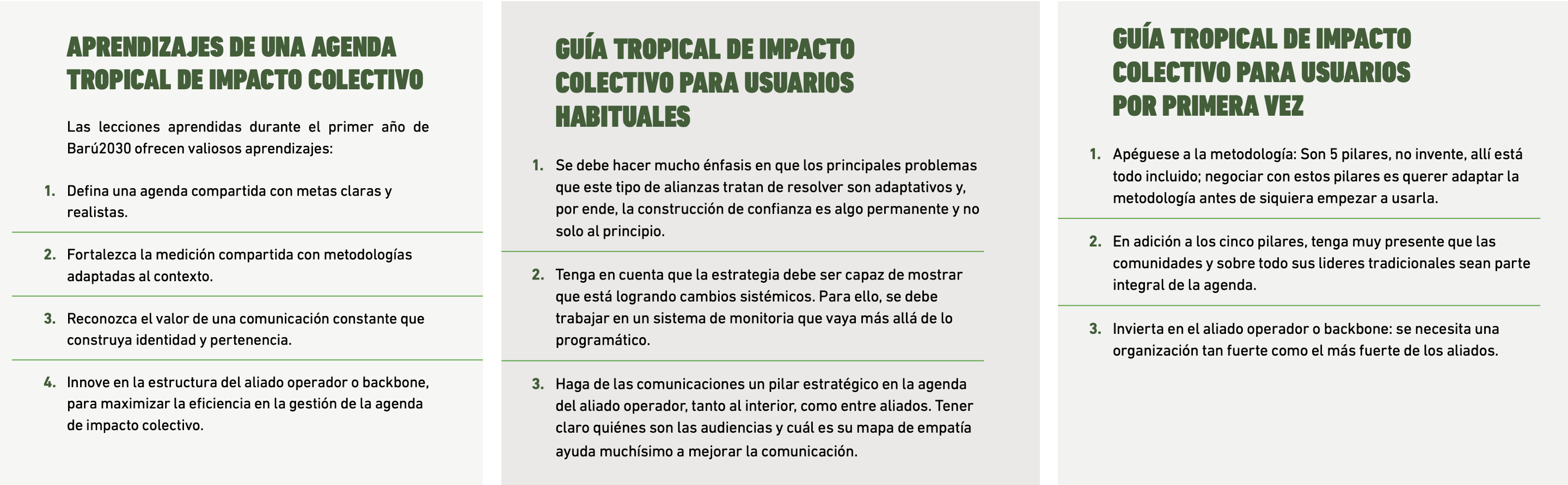APRENDIZAJES DE UNA AGENDA TROPICAL DE IMPACTO COLECTIVO