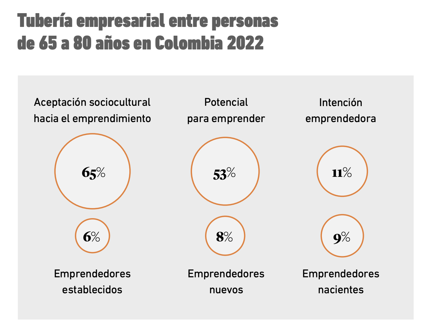 tubería empresarial entre personas de 65 a 80 años en Colombia 2022